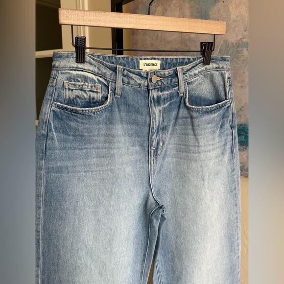 L’Agence Jones Ultra High Rise Stovepipe Cotton Denim Jeans Fontana Wash Size 28 - Picture 3 of 8